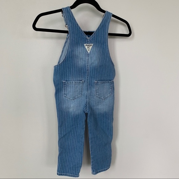 OshKosh B’Gosh Denim Overalls With Pink Green Purple Stripes Size 3T - Picture 8 of 8